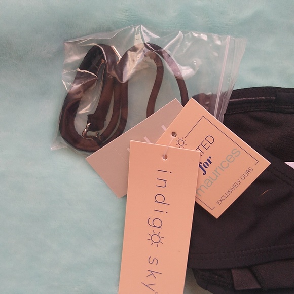Maurices indigo sky black bandeau bikini with removable strap. Medium size. NWT - Picture 3 of 4